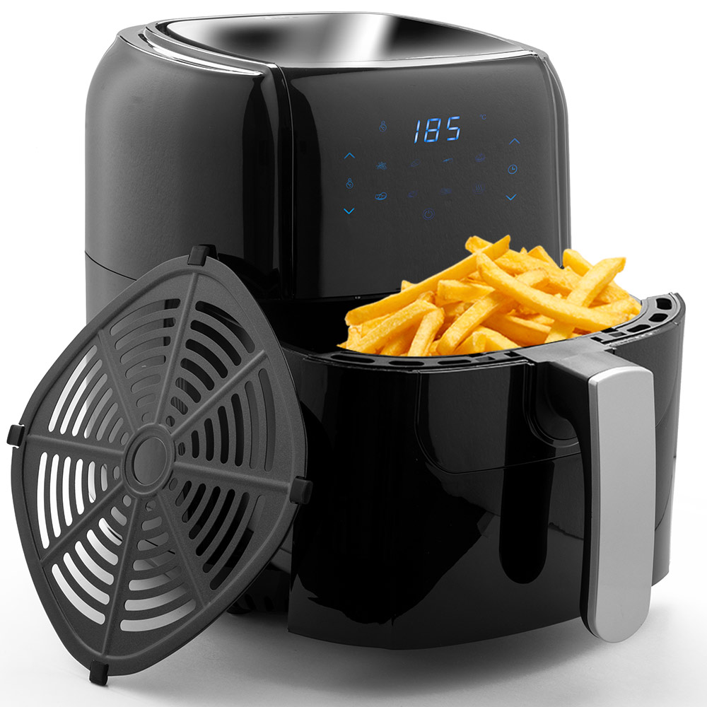 Friggitrice elettrica ad aria calda  5,5 lt cestello grande timer e termostato